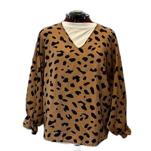 Merrit Leopard Print Batwing Blouse Women's 1X